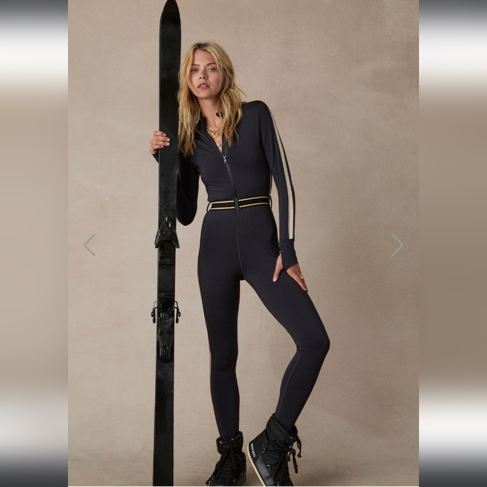 Veronica Beard Black Jumpsuit with Striped Sleeves